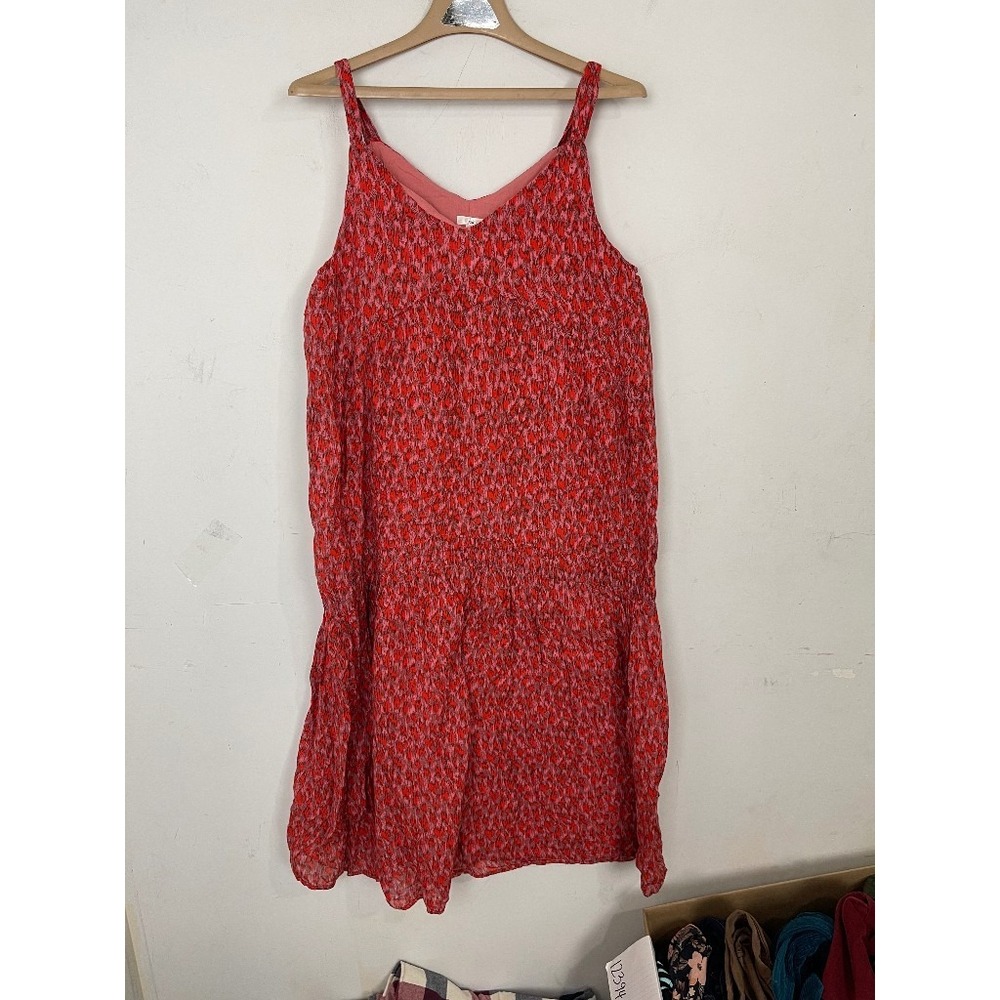 Joie Women Dress Medium Red Cottage‎ Boho Fall Floral Country Maxi Gauze Slip